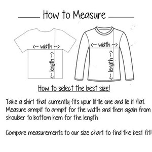 May include: Diagram illustrating how to measure a shirt for size. Includes a short-sleeved and long-sleeved shirt outline with arrows indicating width and length measurements. Text explains how to measure and select the best size.