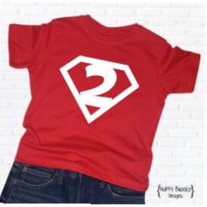 Super TWO  - 2nd Birthday shirt - Name on back - Super Hero Birthday