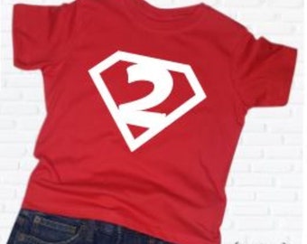 Super TWO  - 2nd Birthday shirt - Name on back - Super Hero Birthday