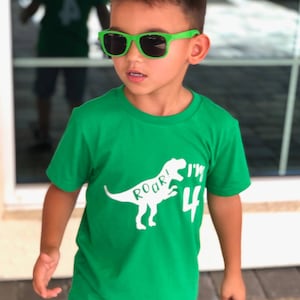 ROAR! I&#39;m 4 - 4th Birthday shirt - Name on back - four year old - toddler birthday - birthday shirt - dinosaur theme - ROAR I&#39;m 4