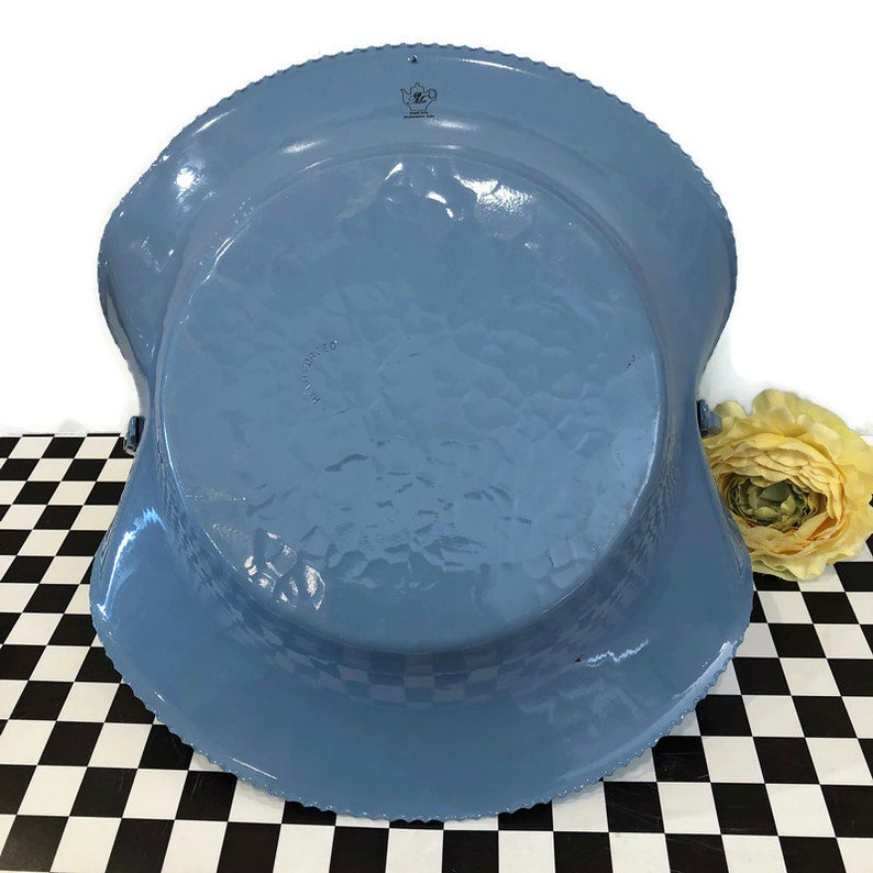 entertaining dining and serving Vintage hammered aluminum Re-surfaced by BMC Vintage Design Studio FOOD SAFE French blue basket