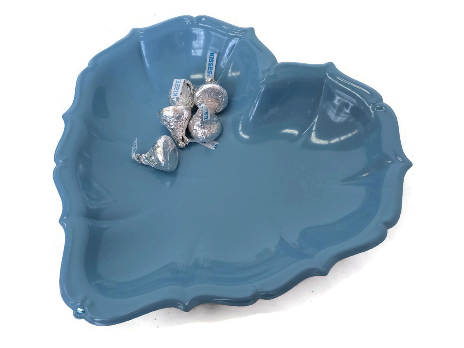 Heart Candy Dish in Glossy French Blue Vintage Silver Plate Etsy
