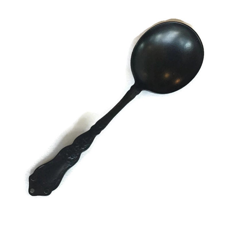 Small Serving Spoon Black satin finish Vintage Silver Plate Re-surfaced by BMC Vintage Design Studio Thanksgiving pasta spoon FOOD SAFE