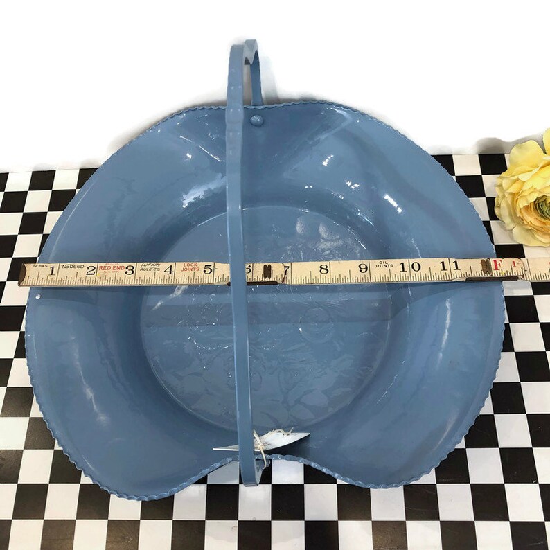 entertaining dining and serving Vintage hammered aluminum Re-surfaced by BMC Vintage Design Studio FOOD SAFE French blue basket