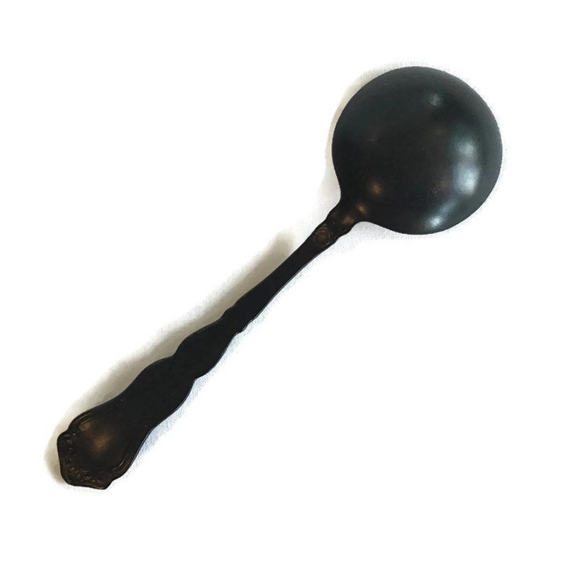 Small Serving Spoon Black satin finish Vintage Silver Plate Re-surfaced by BMC Vintage Design Studio Thanksgiving pasta spoon FOOD SAFE