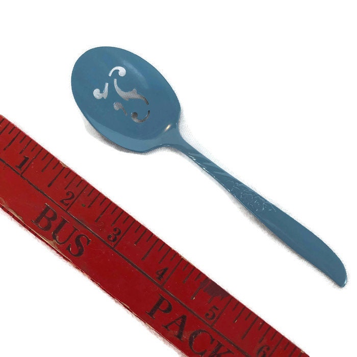 Bon Bon Spoon in French Blue Enamel Vintage Silver Plate Etsy