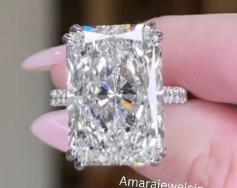 5.30 CT Radiant Lab Grown Diamond Cocktail Ring, 14K White Gold Vintage Design
