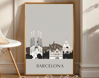 Barcelona Travel Print Wandkunst - Reiseposter von Barcelona - Barcelona Kunstliebhaber Geschenk - Spanien Kunst Geschenk - Moderne Kunst