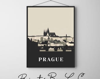 Prague Travel Print Wall Art - Travel Poster of Prague - Prague Art Lovers Gift - Czech Republic Art Gift - Modern Art