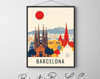 Barcelona reseposter - Reseposter av Barcelona - Barcelona konstälskare present - Spanien konst present - Retro väggkonst