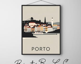 Porto Travel Print Wall Art - Travel Poster of Porto - Porto Art Lovers Gift - Portugal Art Gift - Modern Art
