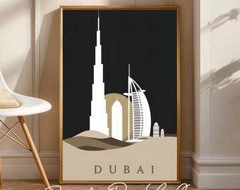 Dubai Travel Print Wall Art - Travel Poster of Dubai - Dubai Art Lovers Gift - UAE Art Gift - Modern Art