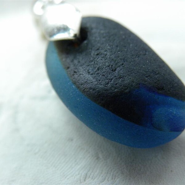 English multi cobalt and light blue sea glass pendant, jewelry by GlassLynx