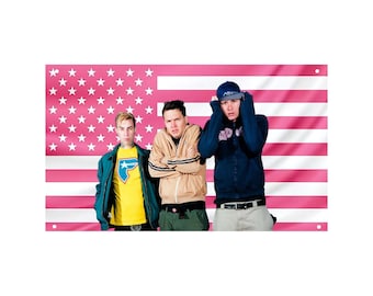 Bandera rosa de EE. UU. de blink-182 – Bandera de pared de la banda pop punk, pancarta decorativa para sala de música