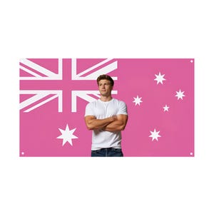 Robert Irwin Pink Australian Flag – Wildlife Wall Flag, Aussie Nature Room Decor Banner