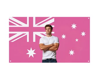 Robert Irwin Pink Australian Flag – Wildlife Wall Flag, Aussie Nature Room Decor Banner