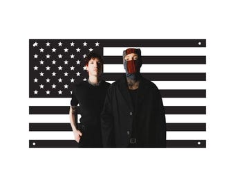 Twenty One Pilots Black US Flag – 21 Pilots Band Wall Flag, Music Room Decor, Alt Bedroom Wall Hanging