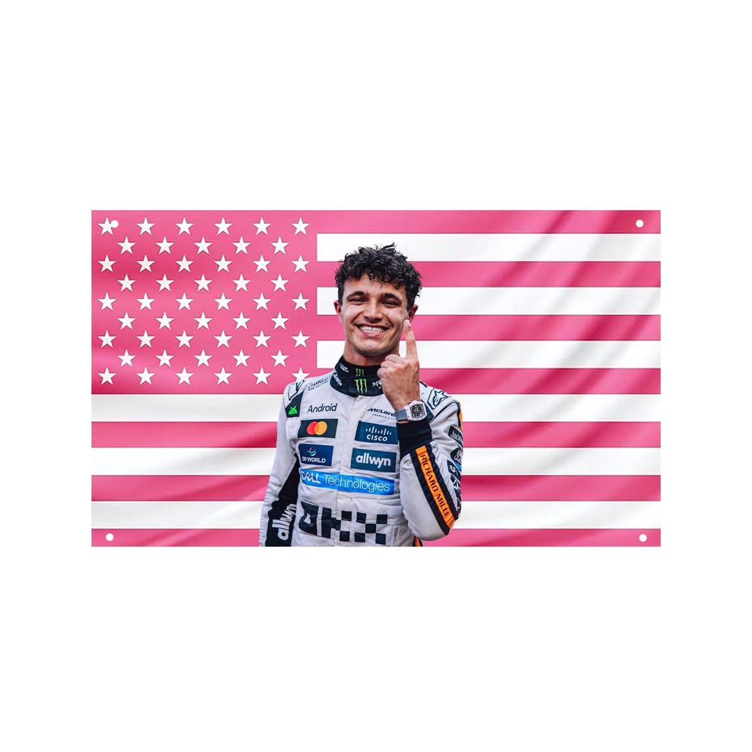 Lando Racing Driver Sign Lando Norris Pink US Flag – Racing Driver Wall Flag, Motorsport Room ...