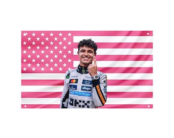 Lando Norris Pink US Flag – Racing Driver Wall Flag, Motorsport Room Decor, Bedroom Banner