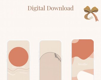 Neutral Boho Phone Wallpaper – Minimalist Design, Soft Tones (Digital Download)