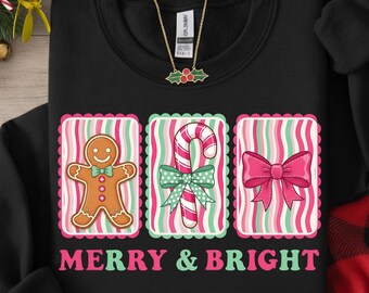 Lazo navideño rosa alegre y brillante, clipart de bastón de caramelo de jengibre rosa, diseño navideño rosa preppy, linda sublimación navideña