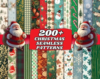 Más de 200 papeles de regalo digitales navideños, papel tapiz navideño, paquete de papel de regalo navideño, papel de regalo navideño, álbum de recortes navideño