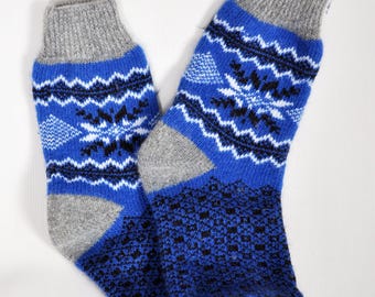 Wool Socks for Men – Ukrainian Handmade, Wolf, Tiger, Reindeer & Nordic Patterns, Warm Winter Gift | UK Sizes 6.5-10.5