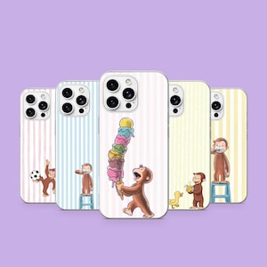 Curious George Phone Case Monkey Cover For iPhone 17Pro, 16, 15, 14, 13, 12, Samsung S26, S25, S24, S23Fe, A16, A26, A56, Pixel 10, 9Pro