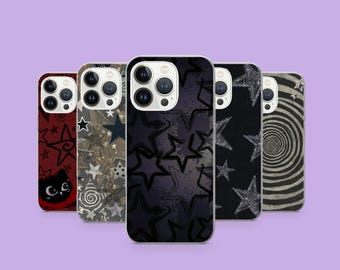 Grunge Star telefoonhoesje Gothic Emo Cover voor iPhone 17Pro, 16, 15, 14, 13, 12, Samsung S26, S25, S24, S23Fe, A16, A26, A56, Pixel 10, 9Pro