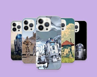 Funda de teléfono R2D2 de Star Wars para iPhone 17Pro, 16, 15, 14, 13, 12, Samsung S26, S25, S24, S23Fe, S22, A16, A26, A56, Pixel 10, 9Pro