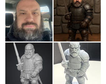 Personalize miniatures with your likeness up to 2.25 inches (57.15mm) Tall.