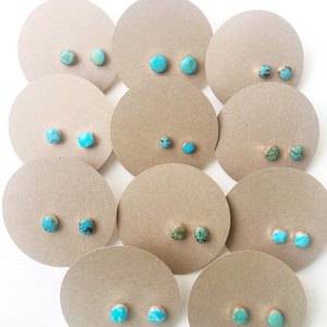 Turquoise Stud Earrings, Christmas gift, Boho Beach Earrings, Gold and Blue Earrings, Chunky Studs, Beachy Earrings, Simple, Boho Style