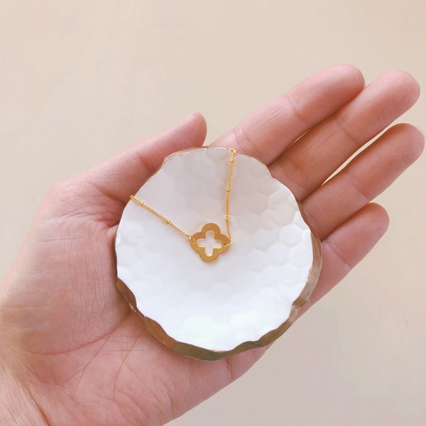 POPPY // gold quatrefoil necklace, clover necklace, boho, Christmas gift, satellite chain, delicate, dainty, everyday, simple, gift idea