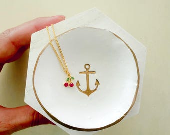Cherry Necklace, Fruit Jewelry, Fruitcore, Summer, Simple Minimalist, teenage girl gift, under 30, cherries, layering necklace, red, pinup