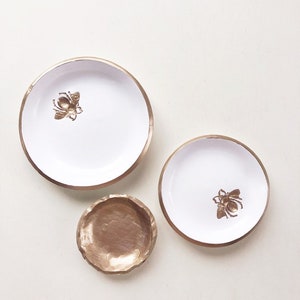 Queen Bee Dish, White Gold Ring Dish, Jewelry Holder, Bee Gift, Boho Decor, Honey Bee, Engagement, Jewelry Dish, Christmas gift, Bee Decor