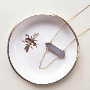 Honeybee White and Gold Ring Dish, Jewelry Holder, Bee Gift, Boho Decor, Honey Bee, Engagement Gift, Trinket Dish, Home Decor, Gift for Mom