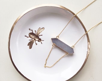 Honeybee White and Gold Ring Dish, Jewelry Holder, Bee Gift, Boho Decor, Honey Bee, Engagement Gift, Trinket Dish, Home Decor, Gift for Mom