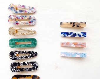 Resin Hair Clips Set // customize, alligator clips, hair clips, hair accessories, stocking stuffer, hair clip set, beauty, little girl gift