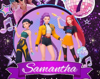 Kpop Demon Hunters Birthday Invitation, Huntrix, Saja Boys , Printable Party Invite Digital Download, Editable Canva Template