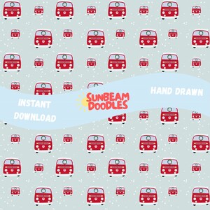 Christmas Campervans Seamless Pattern