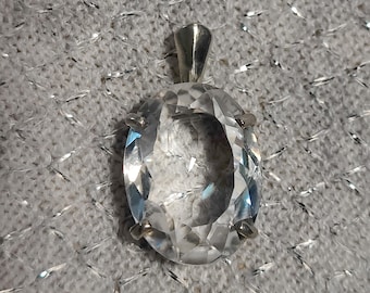 Rock Crystal 17.80x13.20mm set in sterling silver pendant mounting