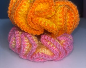 Coleteros de ganchillo / Accesorios para el cabello de verano color naranja limonada rosa