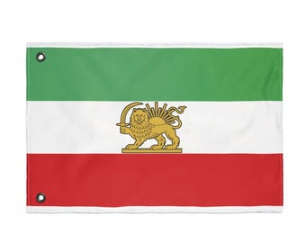 Lion and Sun Flag double sided flag | Persian tricolor emblem | Pahlavi Flag