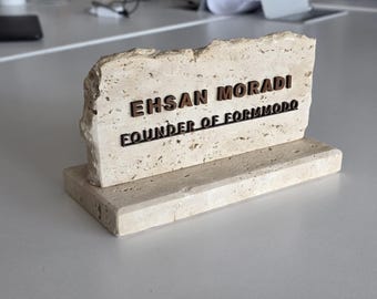 Desk Name Plate | Custom Travertine Office Decor | Luxury Wooden Lettering Nameplate | Executive Office Gift | Boss Gift
