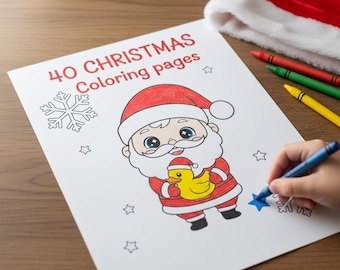40 Christmas Coloring Pages for Kids Printable PDF | Holiday Activity Book | Instant Digital Download