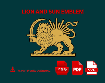 Lion and Sun SVG, Shir o Khorshid, Ancient Persia Emblem, Iran Flag Symbol,آرم شیر و خورشید, Persian Art Digital Download