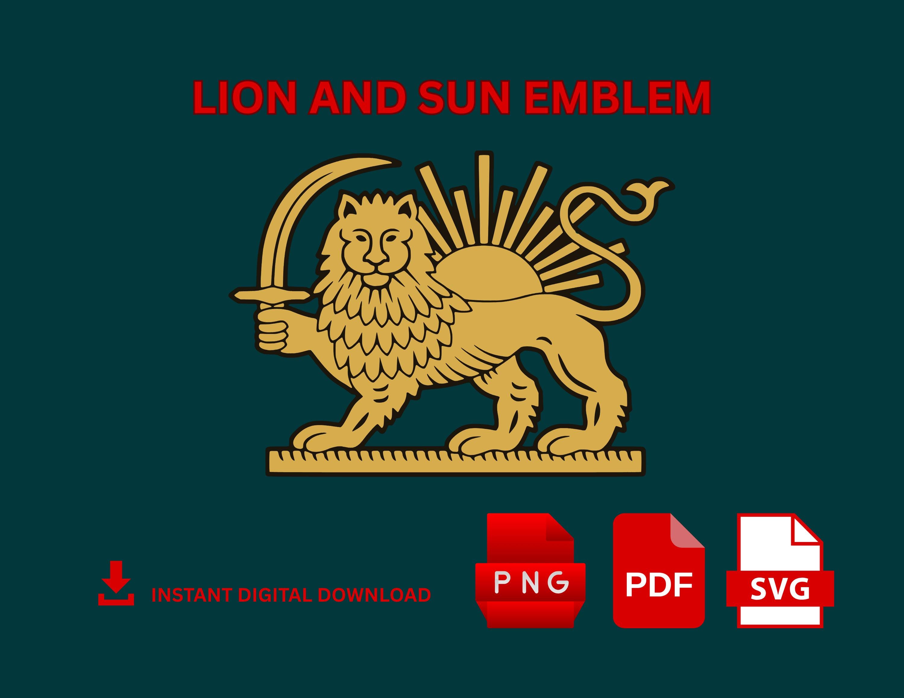 Lion and Sun SVG, Shir O Khorshid, Ancient Persia Emblem, Iran