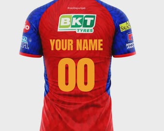 Gepersonaliseerde Punjab Kings PBKS Cricket Fan Jersey 2026 Edition