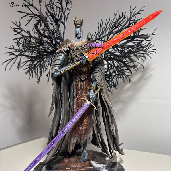 Estátua de resina do Pontífice Sulyvahn de Dark Souls | Figura de colecionador pintada à mão com espadas duplas | Arte de fã do chefe de Lordran