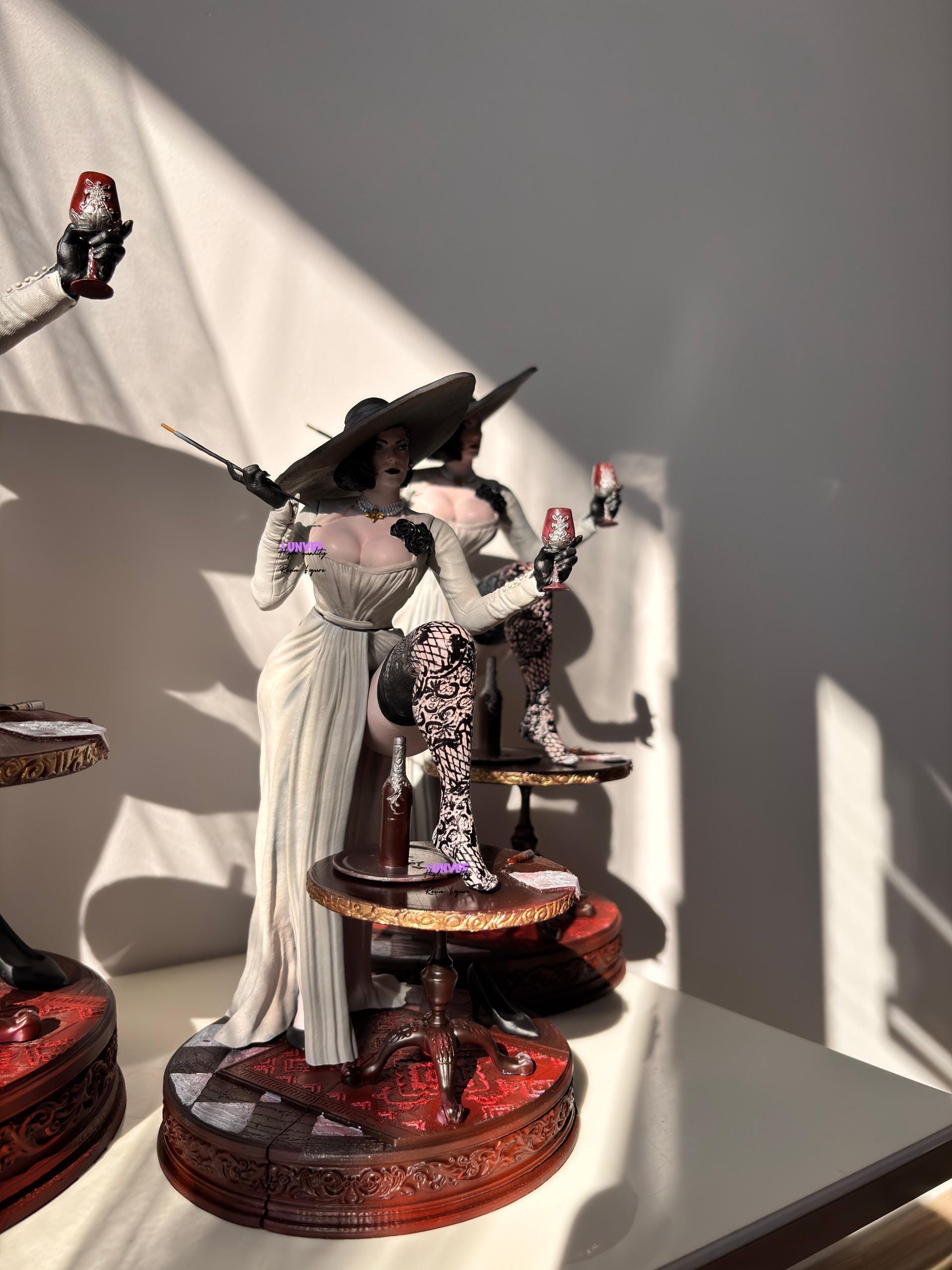 lady dimitrescu statue removable dress Time to admire the Resident Evil Lady Dimitrescu 1/4 Scale Statue! Almost 3  feet tall! Featuring synthetic pre-styled hair, a removable hat, and a  custom-tailored dress #PureArts #ladydimitrescu